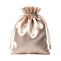Elegant Silk Drawstring Bag Isolated on White - Premium Quality Pouch for Luxurious Storage