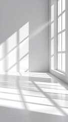 Fototapeta premium White room corner flooded with light from large window