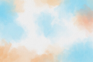 Soft blue and beige watercolor clouds on textured paper creating a calm abstract pastel background