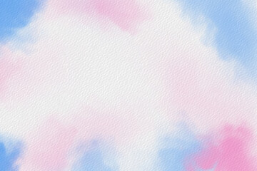 Soft pastel pink and blue watercolor clouds on textured white paper forming a gentle abstract background