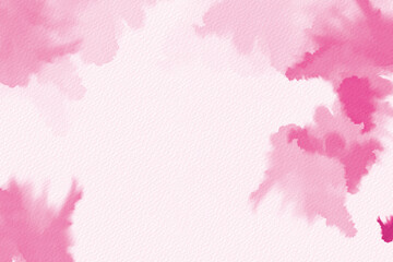 Pink watercolor border with soft blended splashes on textured paper, gentle abstract background