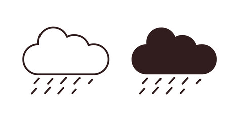 Hail icons in line designs. solid silhouette style in black