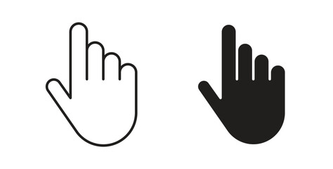 Fototapeta premium Hand pointer icons in line designs. solid silhouette style in black