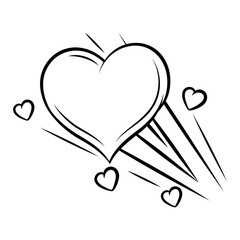 Valentine cartoon fly heart. Romantic speech bubble in comic style. Love greeting card.