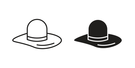 Hat icons in line designs. solid silhouette style in black