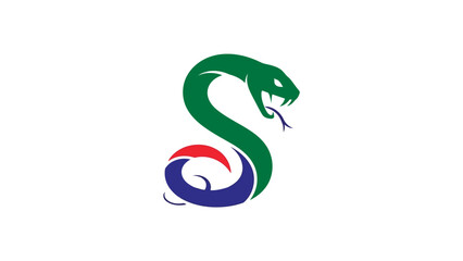Vector illustration of stylized aggressive snake logo coiled in letter S shape design