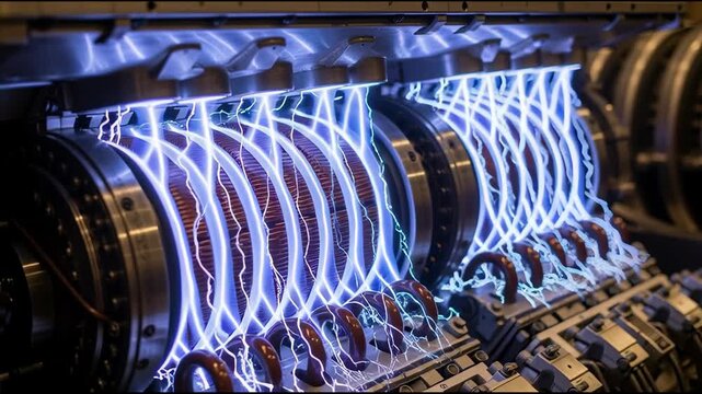 High voltage electrical machine producing energy with visible electricity