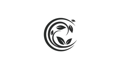 Obraz premium Vector illustration of elegant floral crescent, decorative ornament with leaves and swirls.