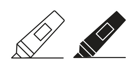 Highlighter icons in line designs. solid silhouette style in black