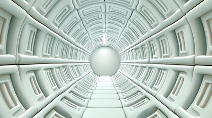 Fototapeta premium Abstract White Geometric Tunnel 3D Rendering