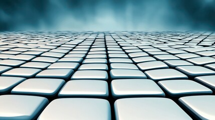 Naklejka premium Abstract 3D Rendering of a Grey and White Cobblestone Pathway Under a Moody Blue Sky
