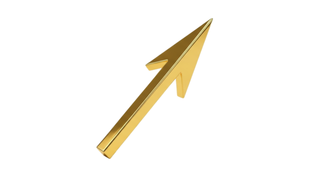 Isolated golden arrow symbol with direction upward shows financial business growth concept - Powered by Adobe