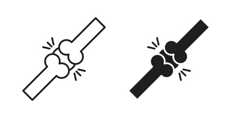 Joint icons in line designs. solid silhouette style in black