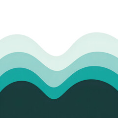 Abstract teal wavy layers design isolated on transparent background