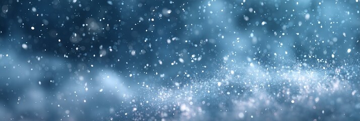 Beautiful winter scene with delicate snowflakes resting on a frosty surface and softly falling snow in the background.