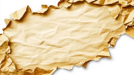 Beige Crumpled Torn Paper Texture Background