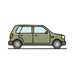 Obraz premium Isolated olive green SUV illustration. Family car, side view and flat style