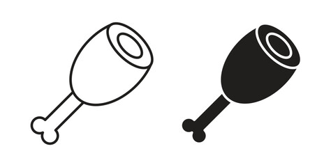 Meat icons in line designs. solid silhouette style in black