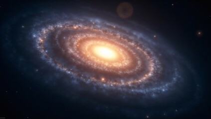Fototapeta premium A majestic spiral galaxy with a bright core swirls amidst dark space and distant stars.