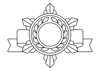 Gold medal with ribbon. Game award for the winners. Illustration of prize for sports competitions.