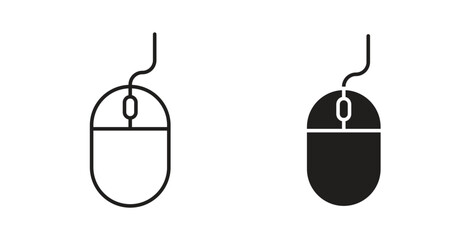 Mouse icons in line designs. solid silhouette style in black
