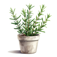 Rosemary Plant: An elegant rosemary plant thrives within a rustic pot, showcasing its aromatic leaves. the perfect image for fresh herbal charm.