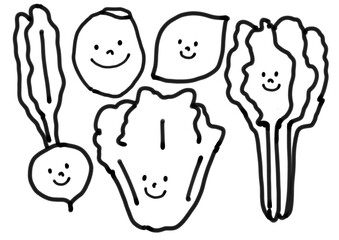 野菜のキャラクターのベクターイラストセット