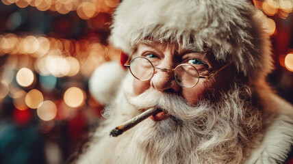 Santa Claus smoking marijuana joint, setting a bad example