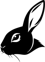 Cute Bunny Head Silhouette Icon for Mascot and Character