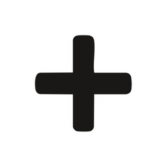 Obraz premium Black Rounded Plus Sign Shape on White Background Addition Symbol