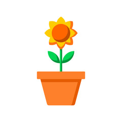 Sunflower Icon Illustration On Isolated Background.
