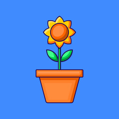 Sunflower Icon Illustration On Isolated Background.