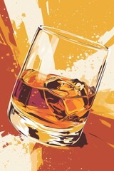 A minimalist illustration poster that would illustrate a whisky tasting event.