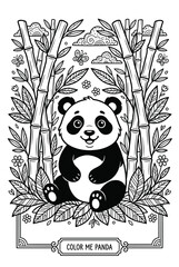 color book page of Cute Baby Panda Coloring Book Page Black and White Outline