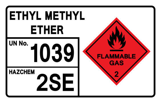 Ethyl Methyl Ether UN 1039 Symbol Sign, Vector Illustration, Isolate On White Background, Label.EPS10