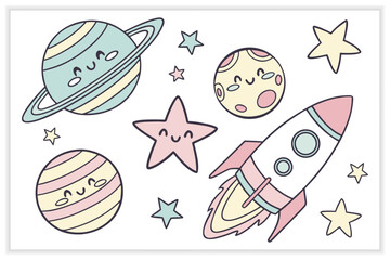 Cute Kawaii Doodles Set cute doodles, cute illustration, kawaii art,