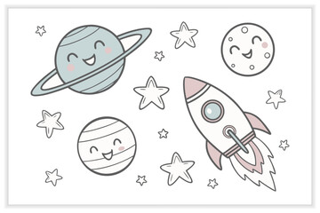 Cute Kawaii Doodles Set cute doodles, cute illustration, kawaii art,