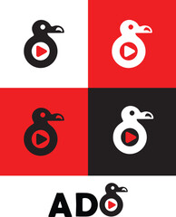 Modern Dodo Bird Play Button Logo – Minimal Mascot Symbol Design © tara