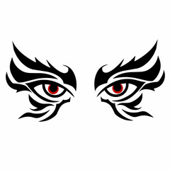 Tribal Eyes Illustration Fierce Red-Eyed Vector Design
