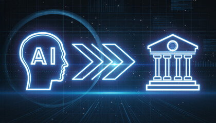 AI integration in financial sector: a conceptual illustration of artificial intelligence connecting with the financial world.