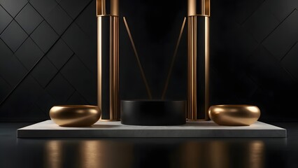 Black Stage with Gold Accents