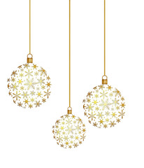 Elegant Gold Snowflake Christmas Ornaments ball