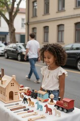 mother and daughter playing with blocks