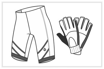 Cycling Equipment and Bicycle Parts Illustration Set Helmets, Wheels, Tools, Bike Accessories