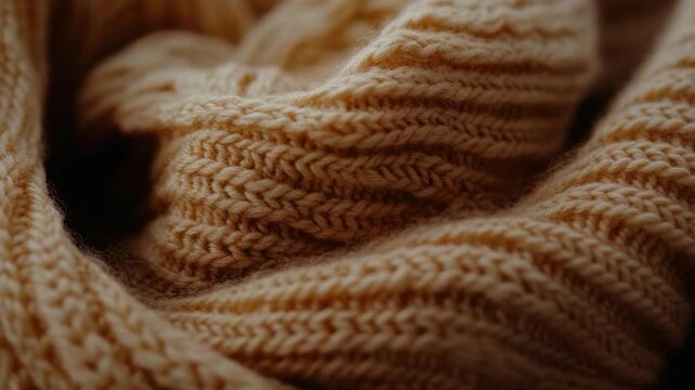 Video A detailed view of a handmade knitting, showcasing the texture and pattern of the fabric