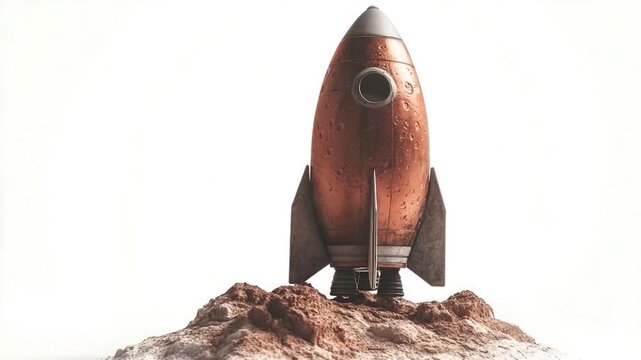 Video A scale model of a rocket sits atop a pile of dirt