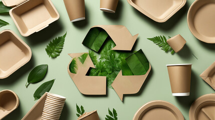 Eco-Friendly Packaging and Green Recycling Symbol – Zero Waste Sustainability Concept