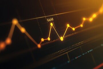 Gold bar chart displaying financial data trends on a black background for analysis and reporting