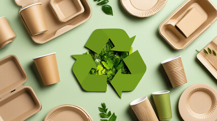 Eco-Friendly Packaging and Green Recycling Symbol – Zero Waste Sustainability Concept