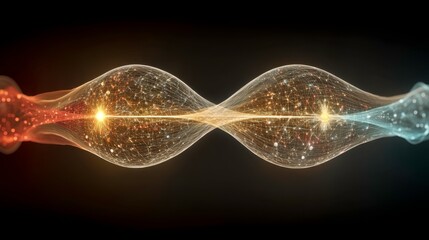 Abstract Energy Waves with Glittering Particles in Black Background